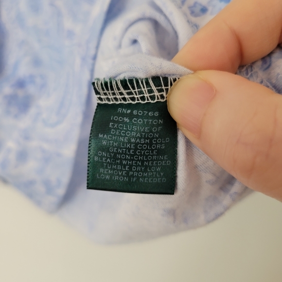 Lauren Ralph Lauren Artsy Blue Paisley Boho PJs Top M - Picture 6 of 6